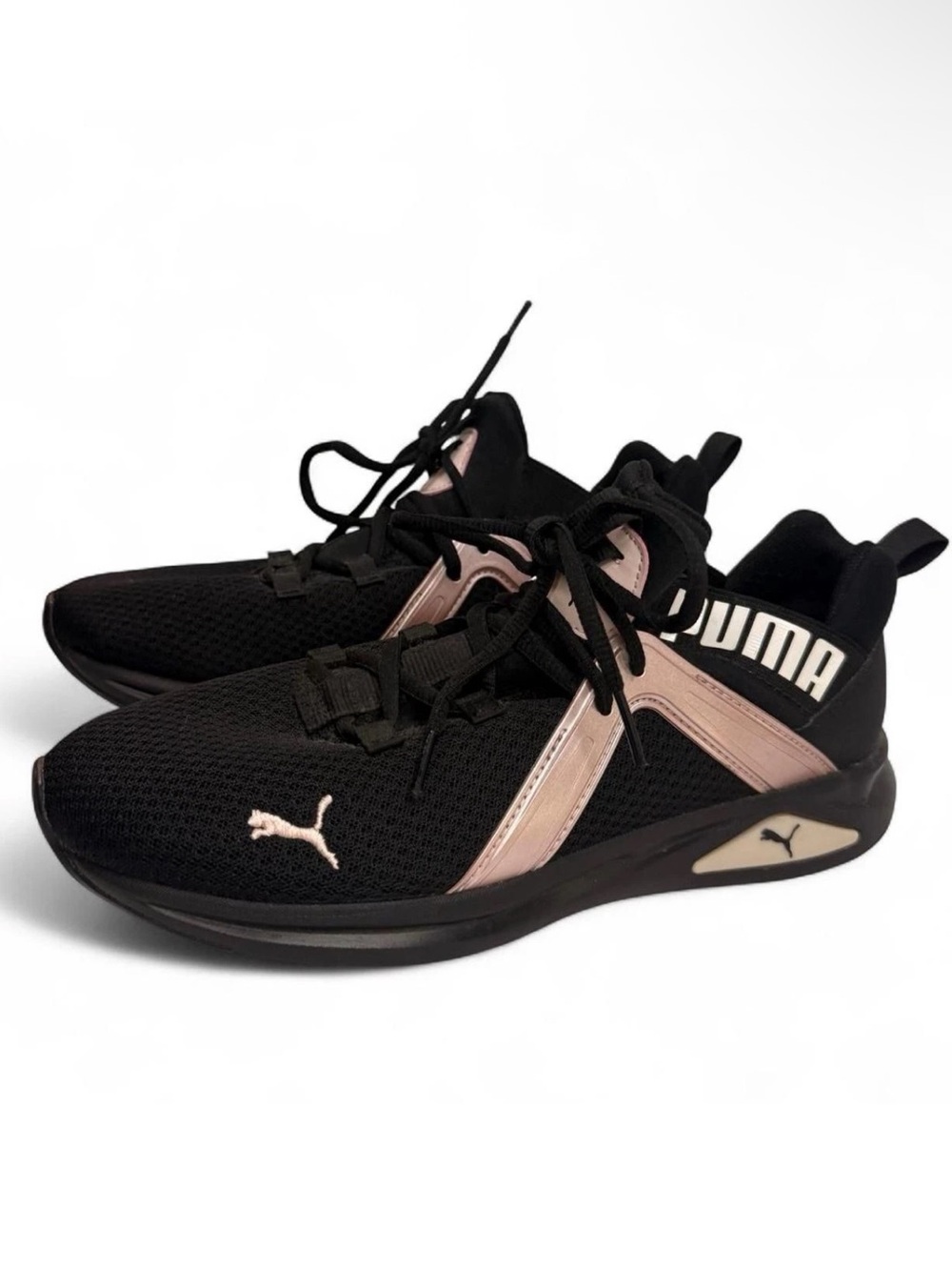 Puma Enzo 2 Shimmer Sneakers Women US 10 EU 41 Black Rose Gold Cross Training